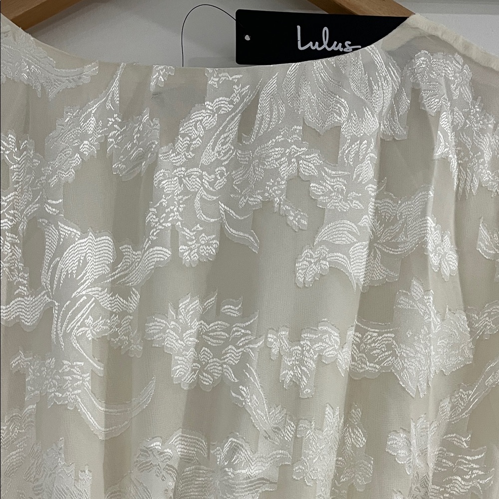 Lulu's Cream Color Long Sleeve V-Neck Dress - Picture 4 of 5